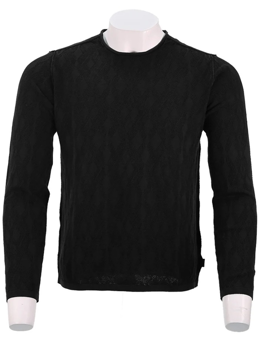 John Varvatos Black Long-Sleeve Crewneck Knit Shirt